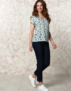 Christine Laure T-shirts|Hauts*T-shirt blanc motif vert