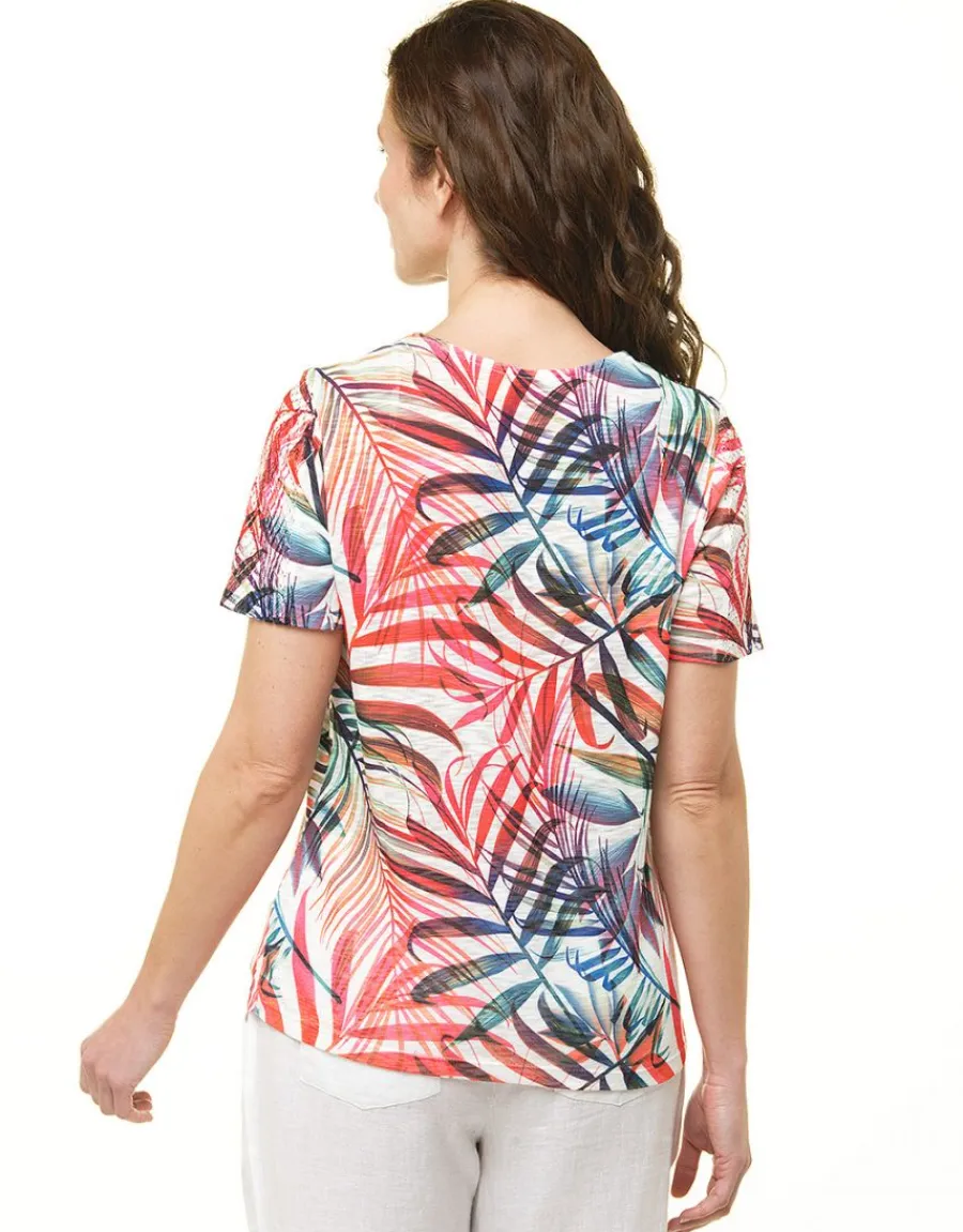 Christine Laure T-shirts|Hauts*T-shirt blanc palmiers