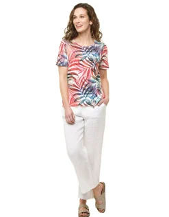 Christine Laure T-shirts|Hauts*T-shirt blanc palmiers