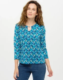 Christine Laure T-shirts|Hauts*T-shirt bleu à motifs