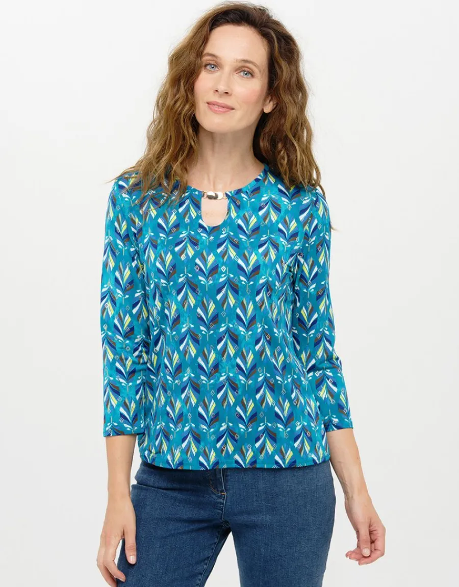 Christine Laure T-shirts|Hauts*T-shirt bleu à motifs