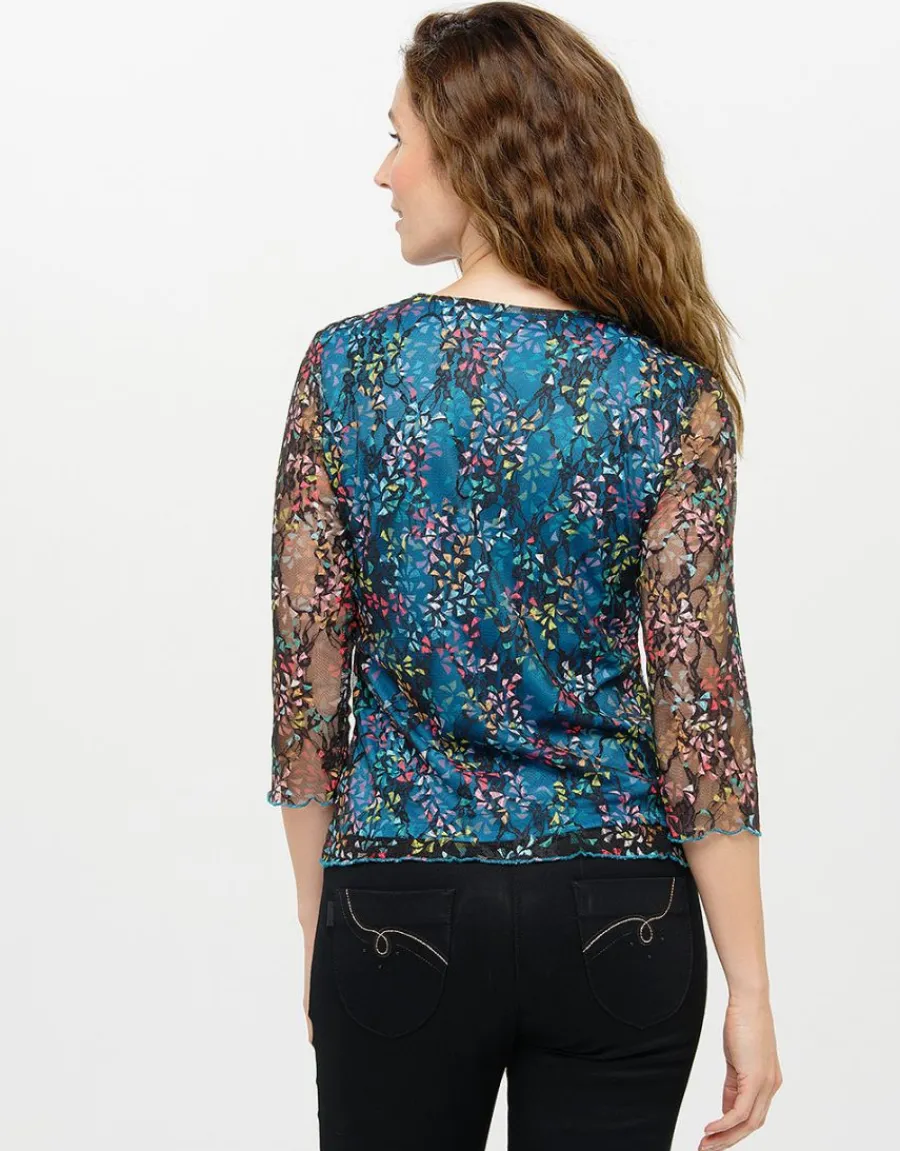 Christine Laure T-shirts|Hauts*T-shirt bleu dentelle