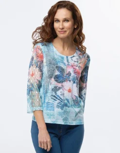 Christine Laure T-shirts|Hauts*T-shirt bleu imprimé