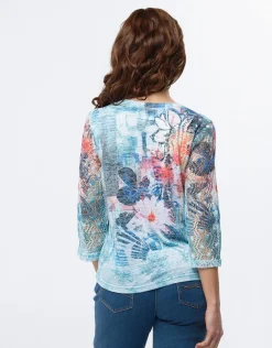 Christine Laure T-shirts|Hauts*T-shirt bleu imprimé