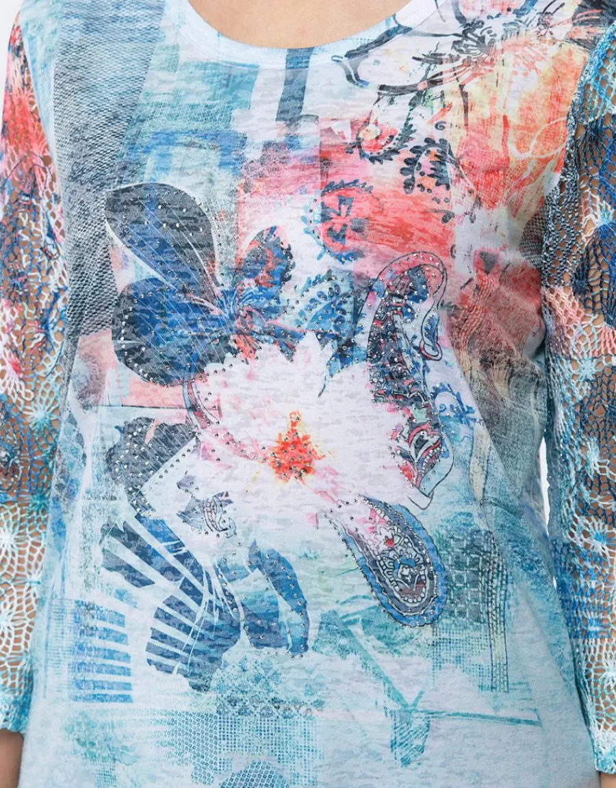 Christine Laure T-shirts|Hauts*T-shirt bleu imprimé