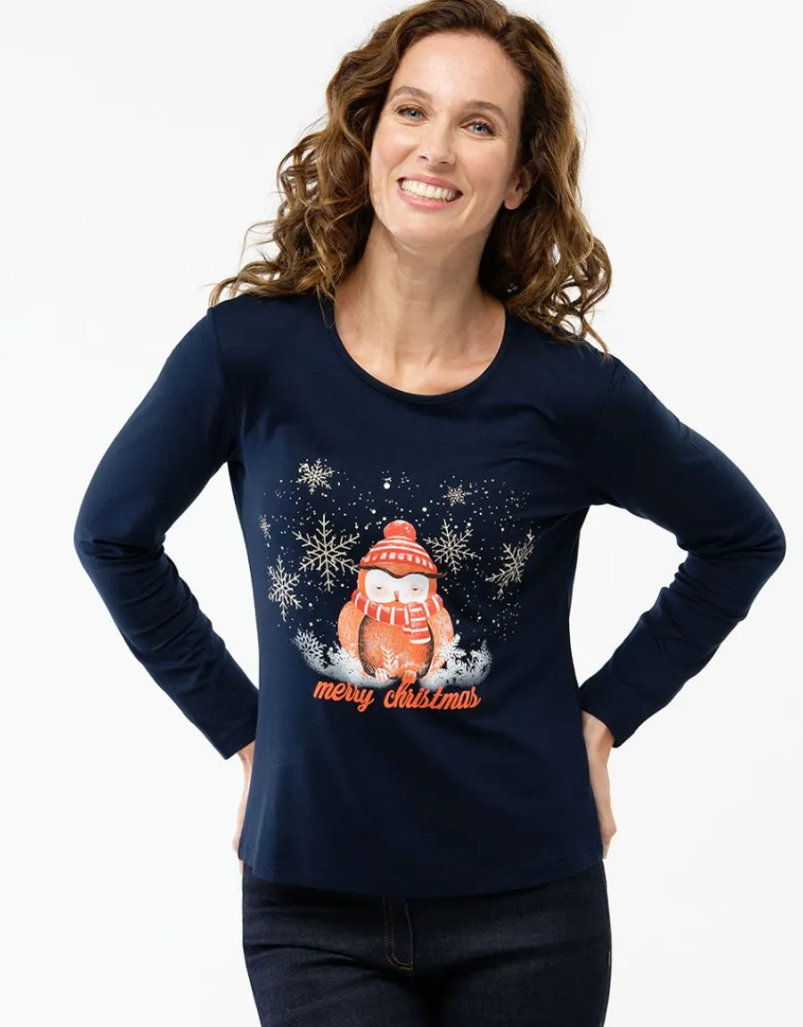 Christine Laure T-shirts|Hauts*T-shirt bleu imprimé