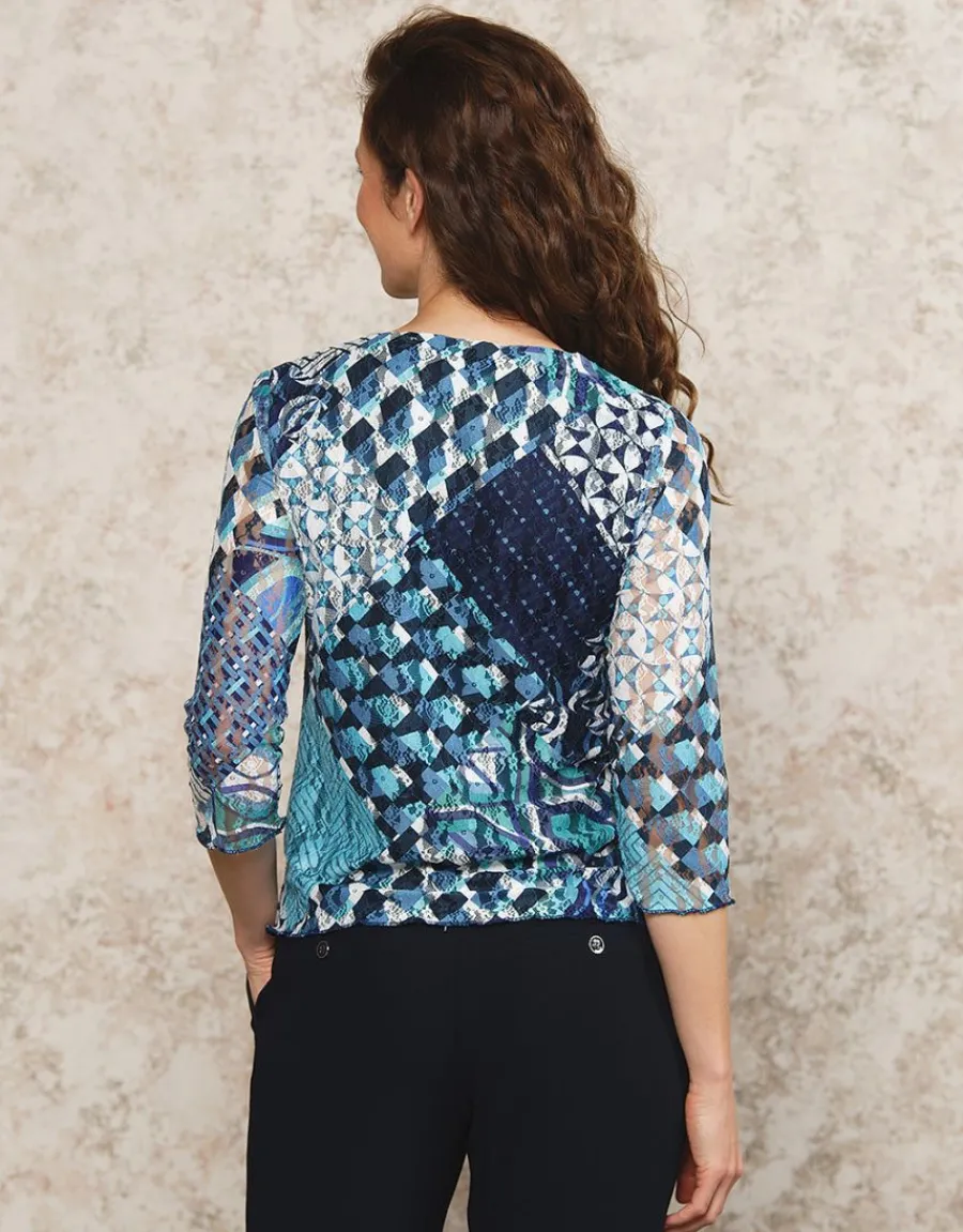 Christine Laure T-shirts|Hauts*T-shirt bleu imprimé