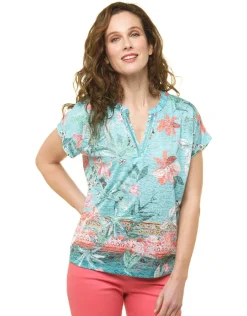 Christine Laure T-shirts|Hauts*T-shirt bleu imprimé