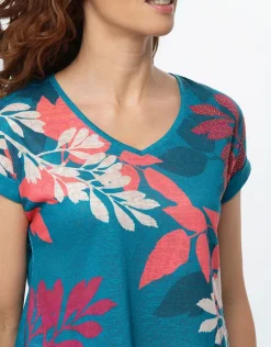 Christine Laure T-shirts|Hauts*T-shirt bleu motif fleuri