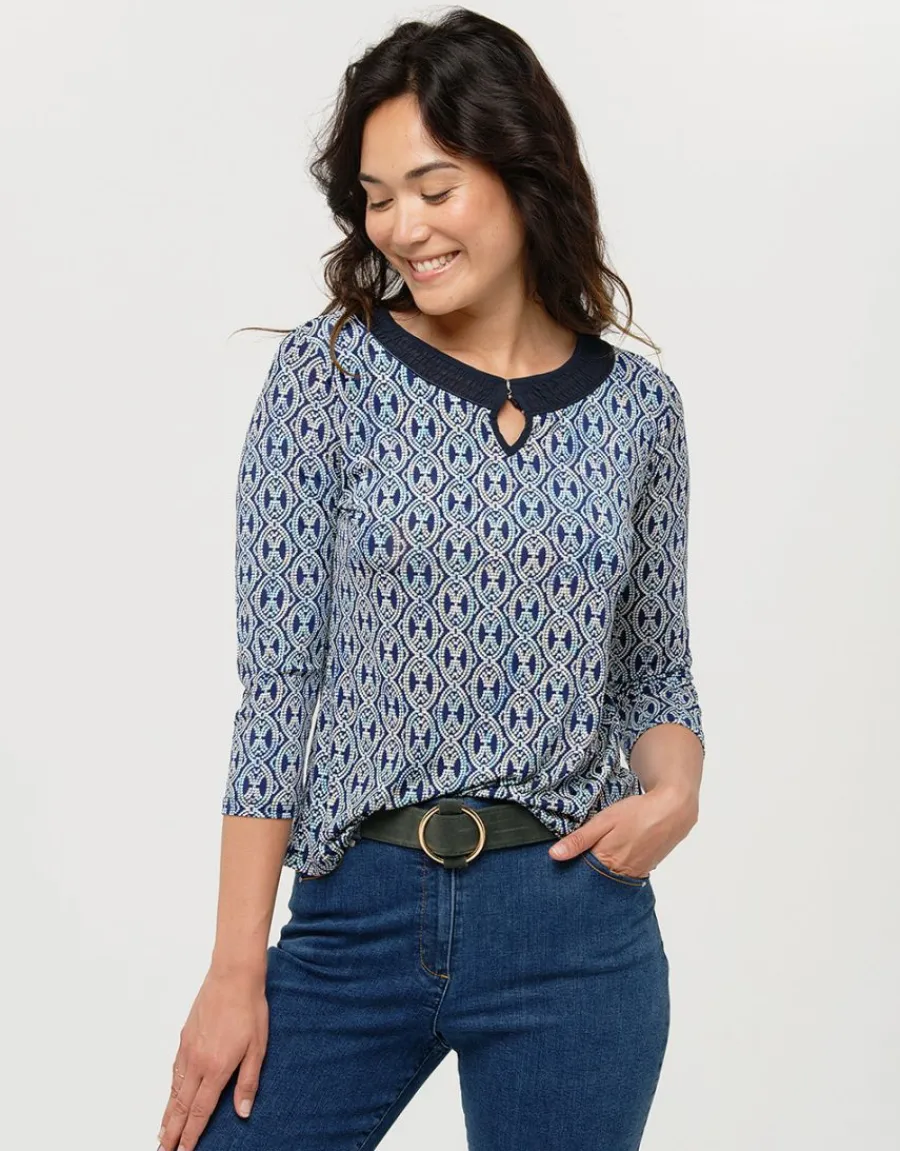 Christine Laure T-shirts|Hauts*T-shirt bleu motifs