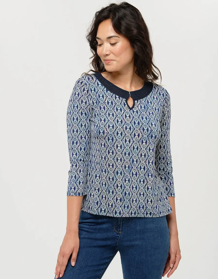 Christine Laure T-shirts|Hauts*T-shirt bleu motifs