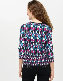 Christine Laure T-shirts|Hauts*T-shirt bleu rose motifs