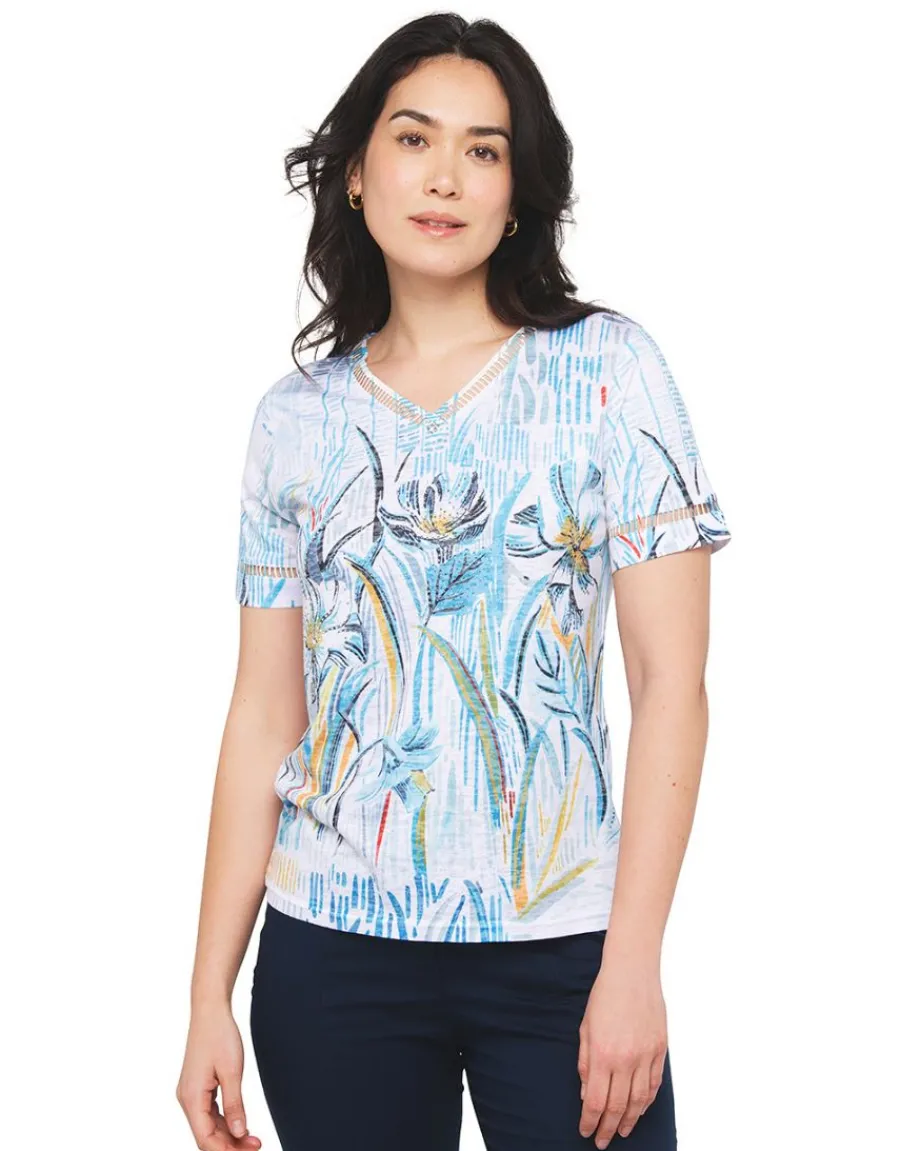 Christine Laure T-shirts|Hauts*T-shirt bleu strass