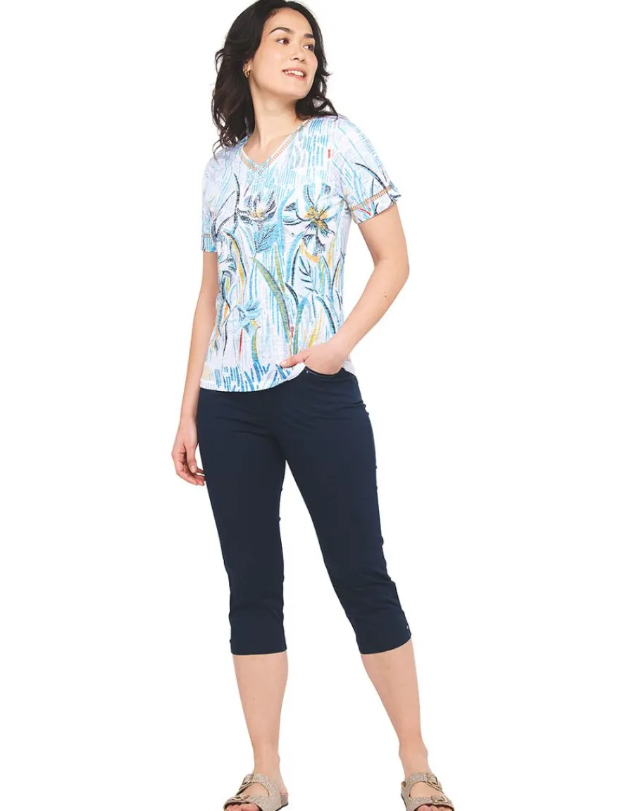 Christine Laure T-shirts|Hauts*T-shirt bleu strass
