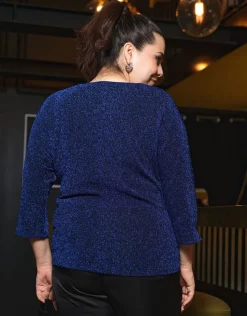 Christine Laure Chemisiers & Blouses|Hauts*T-shirt drapé chic bleu