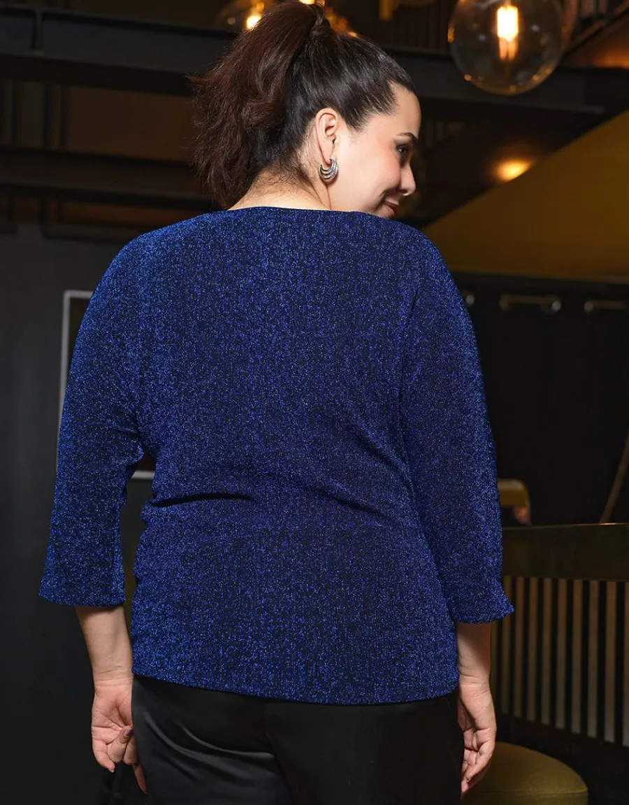 Christine Laure Chemisiers & Blouses|Hauts*T-shirt drapé chic bleu