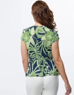 Christine Laure T-shirts|Hauts*T-shirt drapé motif bleu