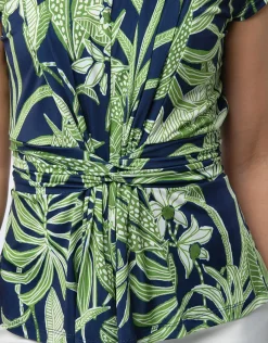 Christine Laure T-shirts|Hauts*T-shirt drapé motif bleu