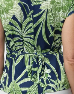 Christine Laure T-shirts|Hauts*T-shirt drapé motif bleu