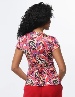 Christine Laure T-shirts|Hauts*T-shirt drapé motif rouge