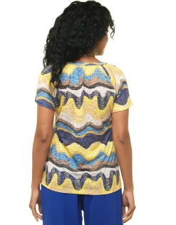 Christine Laure T-shirts|Hauts*T-shirt dévoré jaune bleu