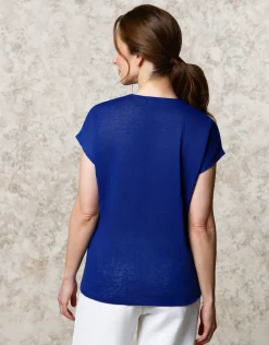 Christine Laure T-shirts|Hauts*T-shirt fluide bleu dur