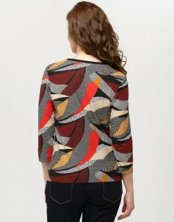 Christine Laure T-shirts|Hauts*T-shirt gris rouge motifs