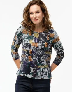 Christine Laure T-shirts|Hauts*T-shirt imprimé noir vert