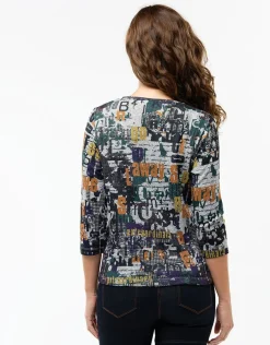 Christine Laure T-shirts|Hauts*T-shirt imprimé noir vert