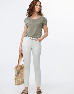 Christine Laure T-shirts|Hauts*T-shirt kaki strass