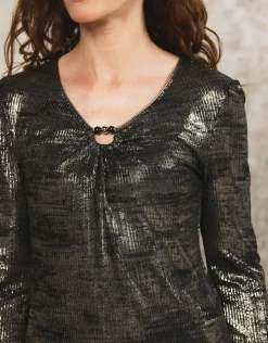 Christine Laure Hauts|T-shirts*T-Shirt lamé doré