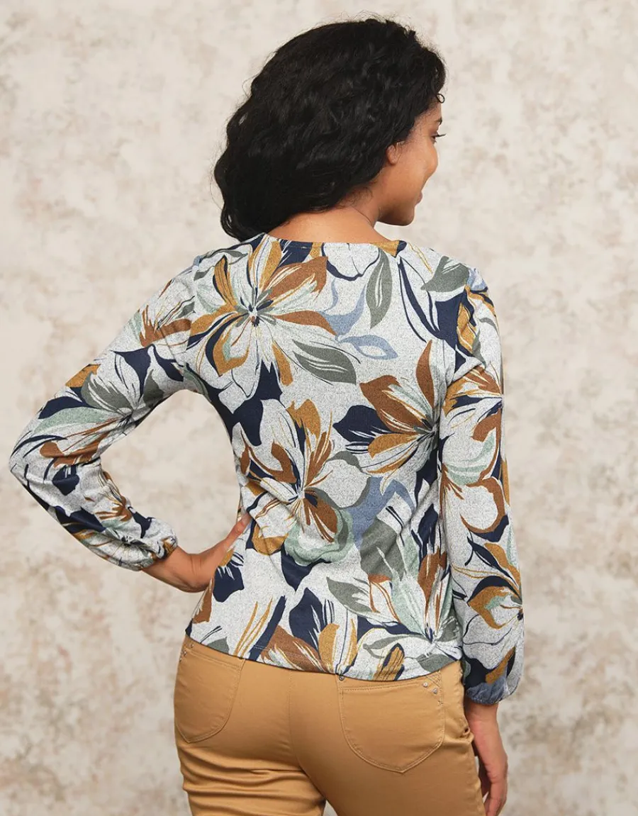 Christine Laure T-shirts|Hauts*T-shirt motif floral gris