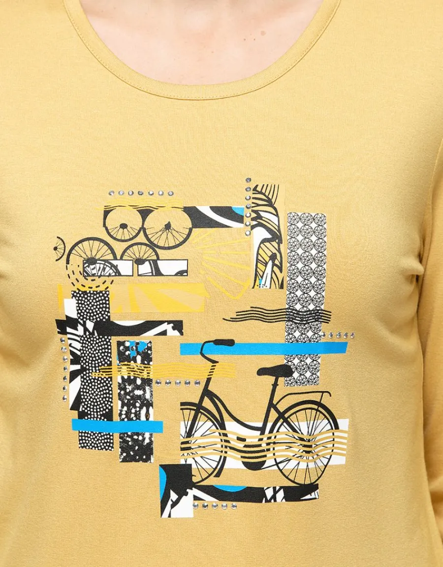 Christine Laure T-shirts|Hauts*T-shirt motif ocre