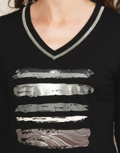 Christine Laure T-shirts|Hauts*T-shirt noir fantaisie