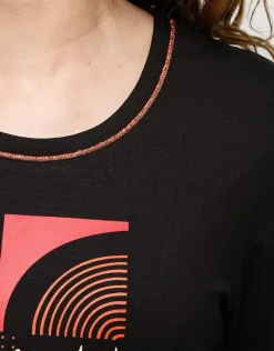 Christine Laure T-shirts|Hauts*T-shirt noir motif pop