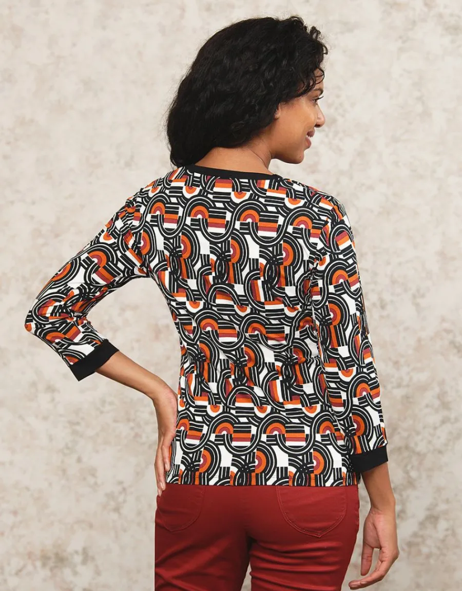 Christine Laure T-shirts|Hauts*T-shirt noir orange motif