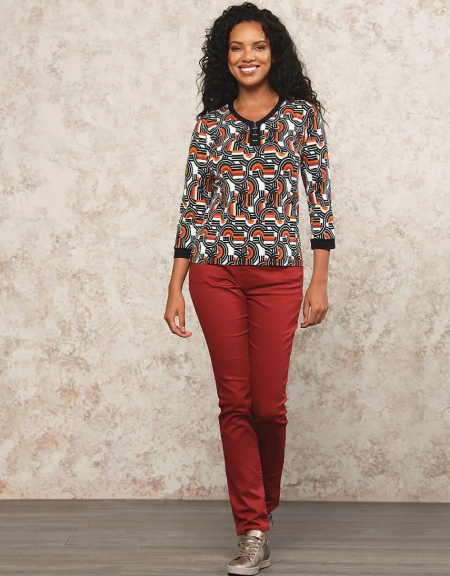 Christine Laure T-shirts|Hauts*T-shirt noir orange motif