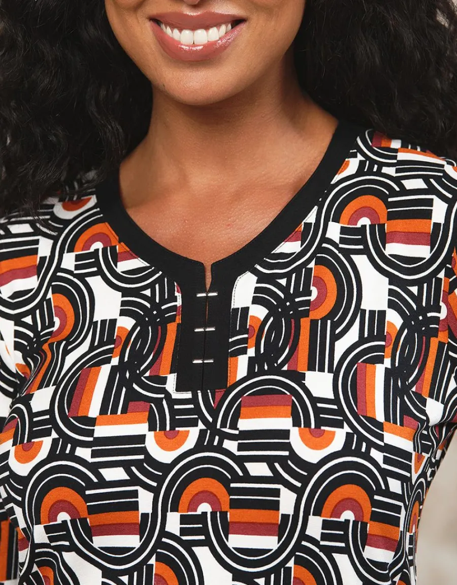 Christine Laure T-shirts|Hauts*T-shirt noir orange motif