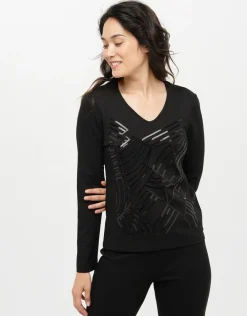 Christine Laure T-shirts|Hauts*T-shirt noir sequins