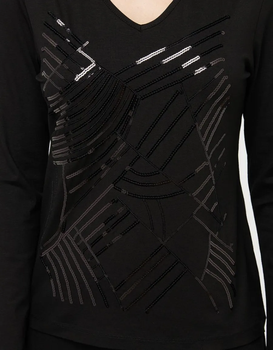 Christine Laure T-shirts|Hauts*T-shirt noir sequins