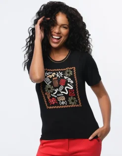 Christine Laure T-shirts|Hauts*T-shirt noir sérigraphie