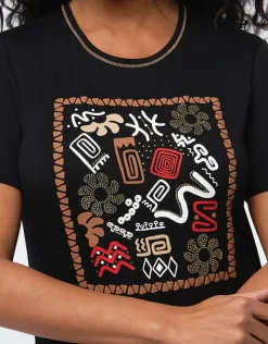 Christine Laure T-shirts|Hauts*T-shirt noir sérigraphie