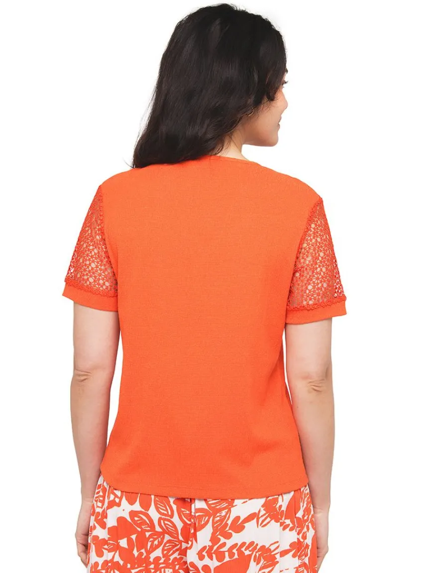 Christine Laure Chemisiers & Blouses|Hauts*T-shirt orange créponné