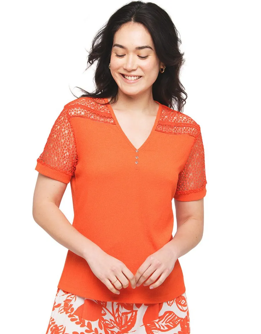 Christine Laure Chemisiers & Blouses|Hauts*T-shirt orange créponné