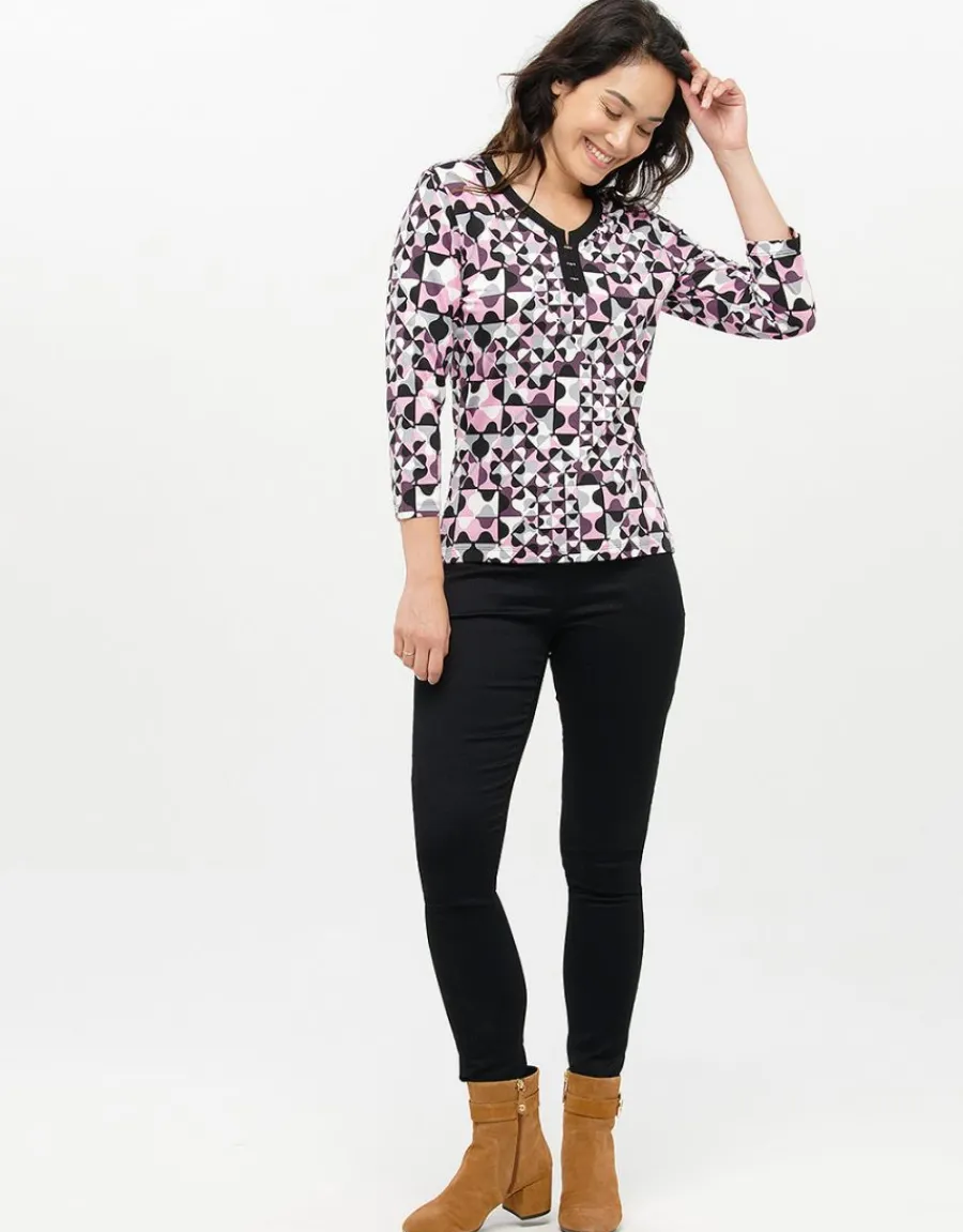 Christine Laure T-shirts|Hauts*T-shirt rose noir motifs