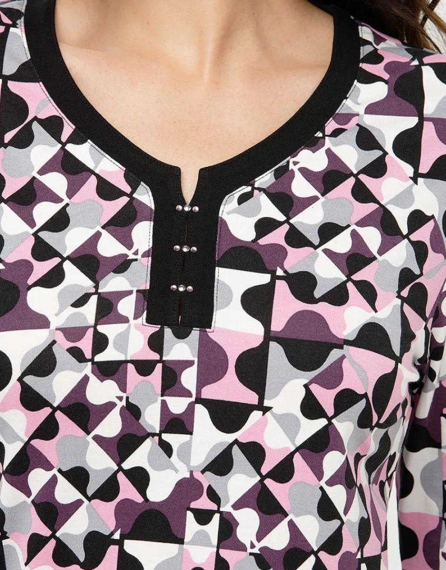 Christine Laure T-shirts|Hauts*T-shirt rose noir motifs