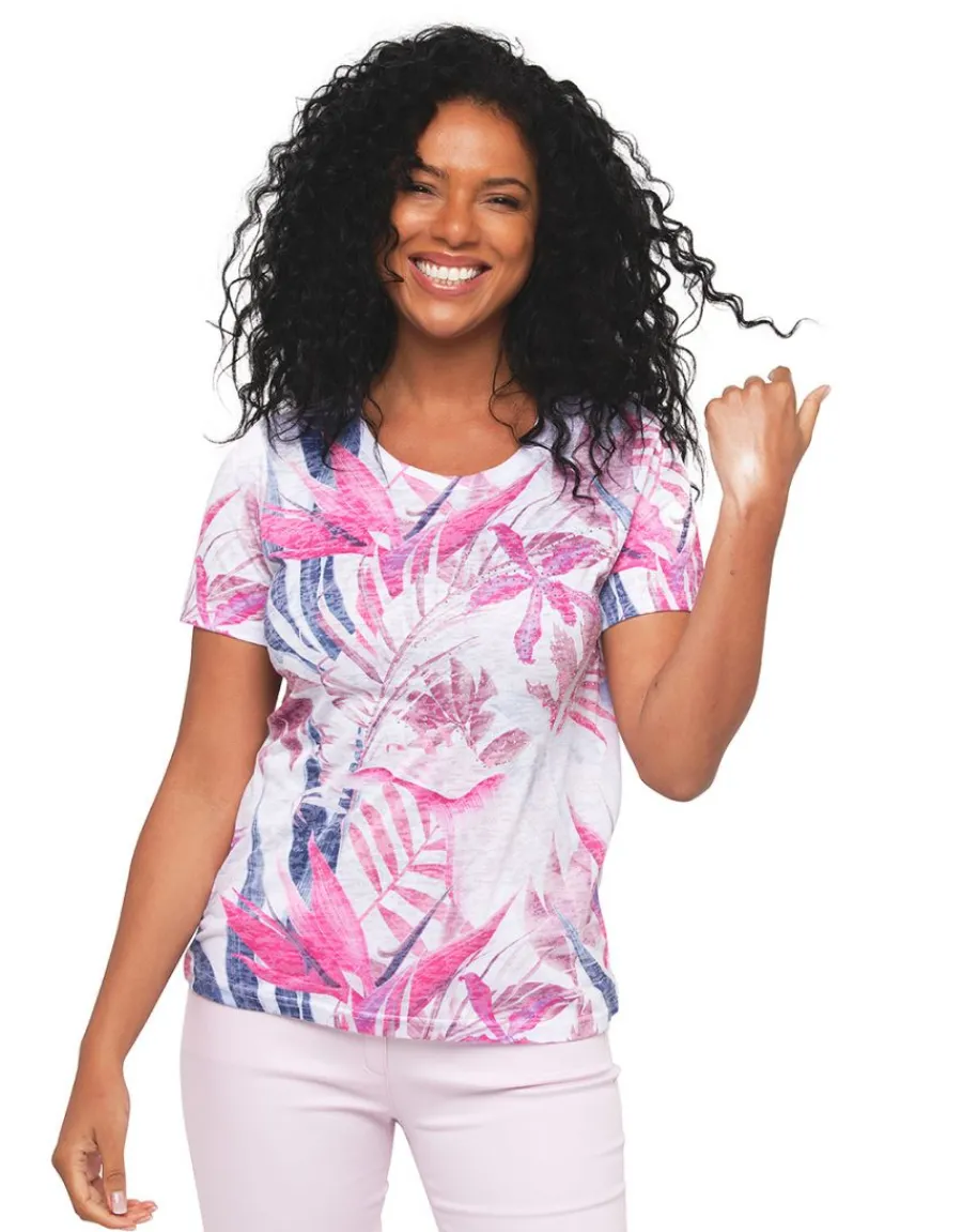 Christine Laure T-shirts|Hauts*T-shirt rose strass