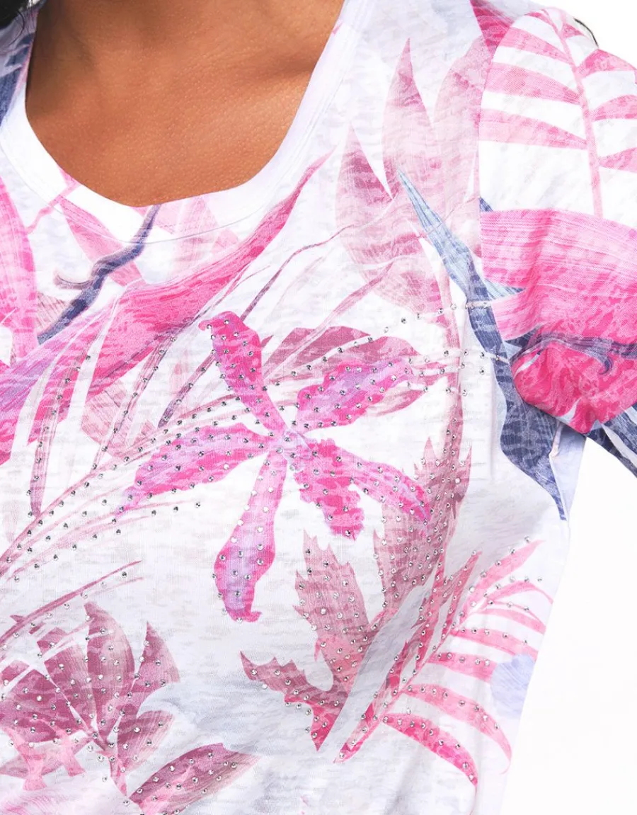 Christine Laure T-shirts|Hauts*T-shirt rose strass