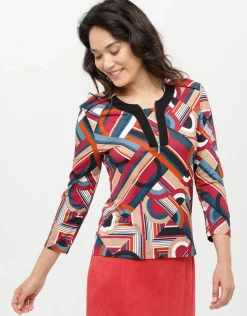 Christine Laure T-shirts|Hauts*T-shirt rouge géométrique