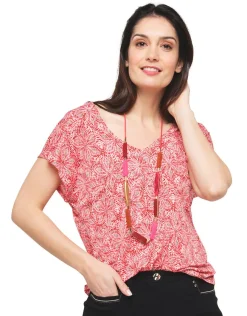 Christine Laure T-shirts|Hauts*T-shirt rouge imprimé